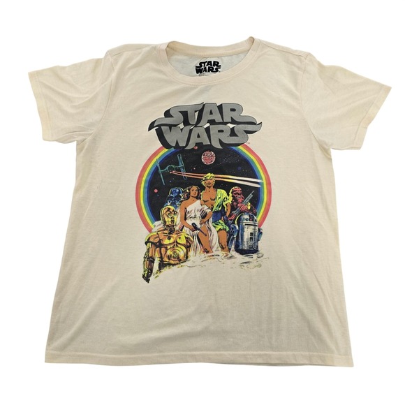 Star Wars Other - Star Wars Retro Rainbow Graphic Tee Cream Mens Large C-Life Group Short Sleeve